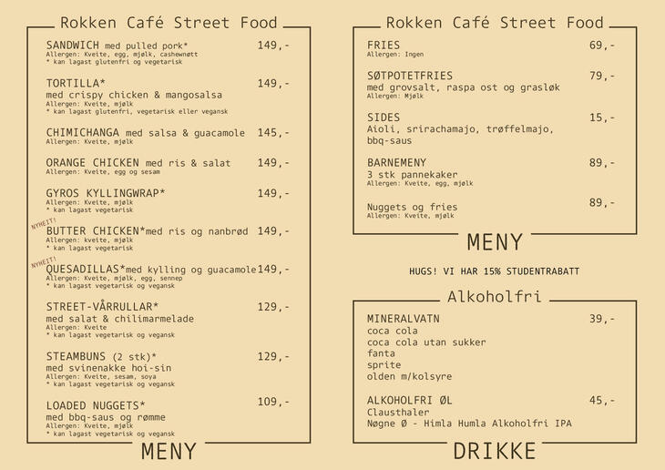 menu of Rokken Cafe